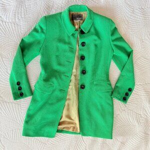 Vintage Kelly Green Mid Length Wool Blend Pea Coat by Rickie Freeman Size 4